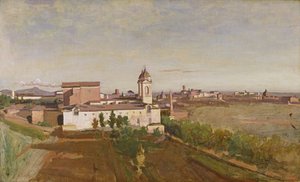 Trinita dei Monti von der Villa Medici, ca. 1830-34